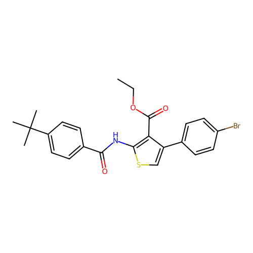 Ethyl 4-(4-bromophenyl)-2-[(4-tert-butylbenzoyl)amino]thiophene-3-carboxylate structure