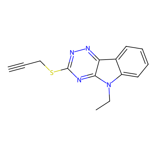 5-Ethyl-3-prop-2-ynylsulfanyl-[1,2,4]triazino[5,6-b]indole structure