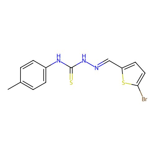 5-bromo-2-thiophenecarbaldehyde N-(4-methylphenyl)thiosemicarbazone structure