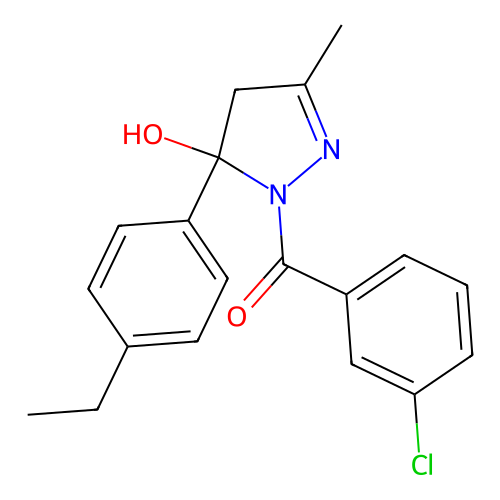 1-(3-Chlorobenzoyl)-5-(4-ethylphenyl)-3-methyl-4,5-dihydro-1H-pyrazol-5-OL structure