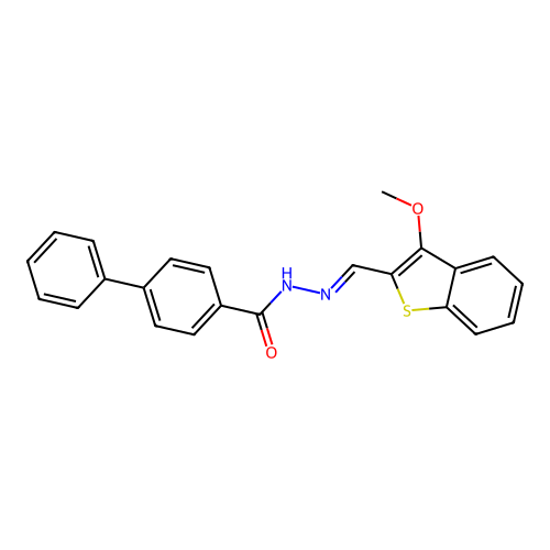 N'-[(E)-(3-methoxy-1-benzothiophen-2-yl)methylidene]biphenyl-4-carbohydrazide structure
