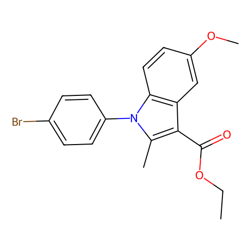 ethyl 1-(4-bromophenyl)-5-methoxy-2-methyl-1H-indole-3-carboxylate structure