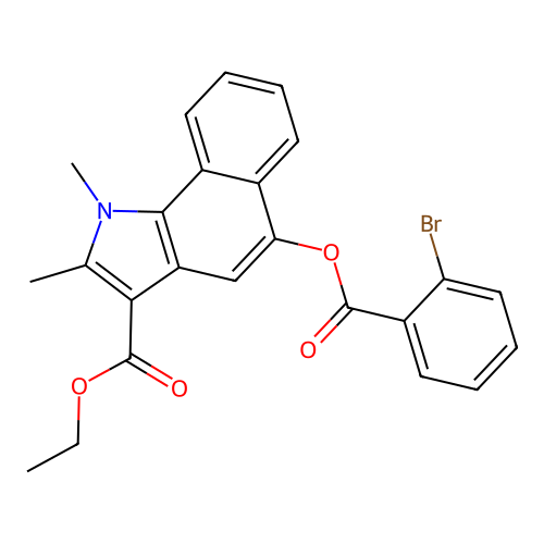 ethyl 5-((2-bromobenzoyl)oxy)-1,2-dimethyl-1H-benzo[g]indole-3-carboxylate structure