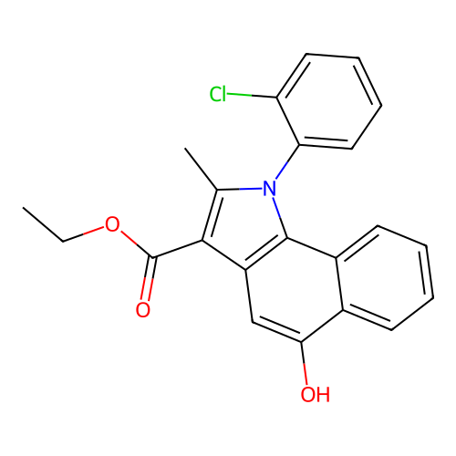 ethyl 1-(2-chlorophenyl)-5-hydroxy-2-methyl-1H-benzo[g]indole-3-carboxylate structure