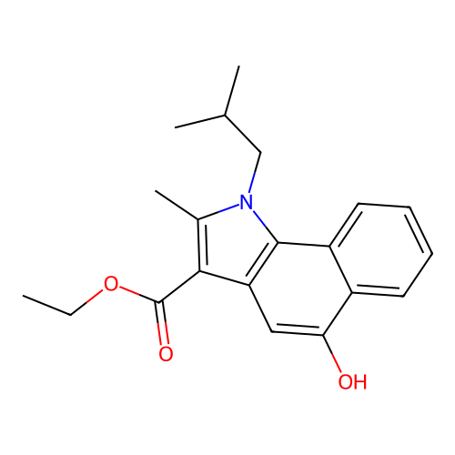 ethyl 5-hydroxy-2-methyl-1-(2-methylpropyl)-1H-benzo[g]indole-3-carboxylate structure
