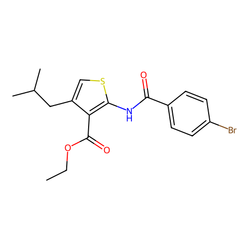 Ethyl 2-[(4-bromobenzoyl)amino]-4-isobutyl-3-thiophenecarboxylate structure