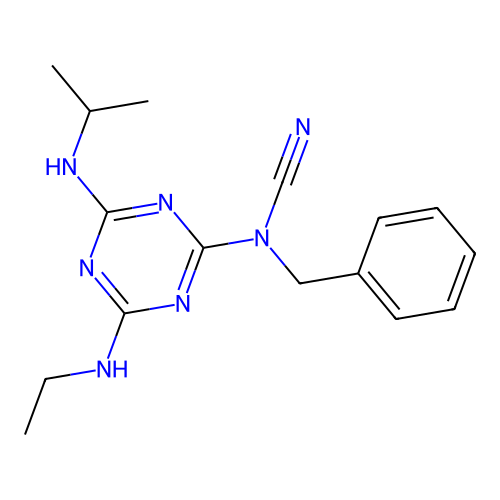 Benzyl-(4-ethylamino-6-isopropylamino-[1,3,5]triazin-2-yl)-cyanamide structure