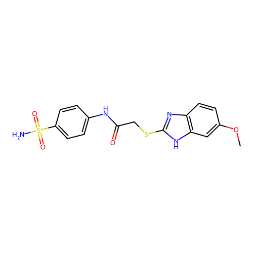 2-[(5-methoxy-1H-benzimidazol-2-yl)sulfanyl]-N-(4-sulfamoylphenyl)acetamide structure