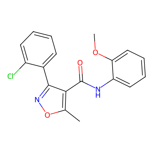 3-(2-chlorophenyl)-N-(2-methoxyphenyl)-5-methyl-4-isoxazolecarboxamide structure