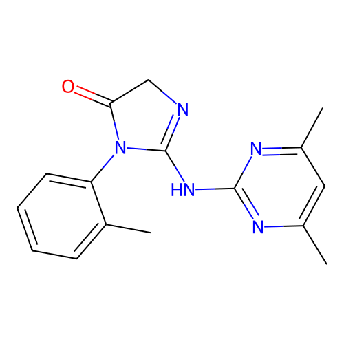 2-((4,6-dimethylpyrimidin-2-yl)amino)-1-(o-tolyl)-1H-imidazol-5(4H)-one structure