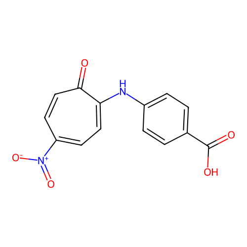 4-((4-Nitro-7-oxocyclohepta-1,3,5-trien-1-yl)amino)benzoic acid structure