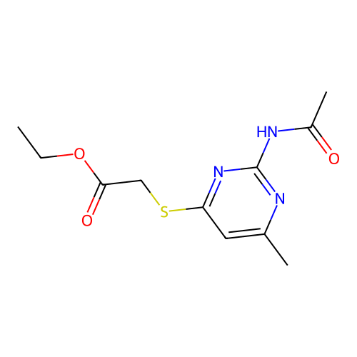 (2-Acetylamino-6-methyl-pyrimidin-4-ylsulfanyl)-acetic acid ethyl ester structure