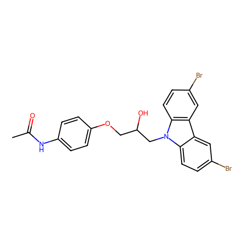 N-{4-[3-(3,6-dibromo-9H-carbazol-9-yl)-2-hydroxypropoxy]phenyl}acetamide structure