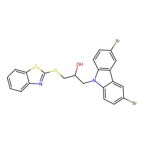 3-Benzothiazol-2-ylthio-1-(3,6-dibromocarbazol-9-yl)propan-2-ol structure