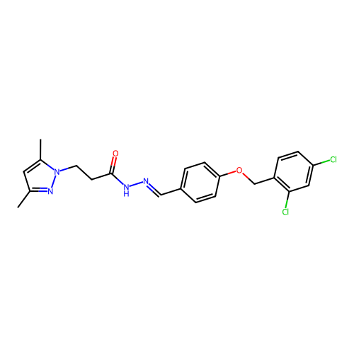 (E)-N'-(4-((2,4-dichlorobenzyl)oxy)benzylidene)-3-(3,5-dimethyl-1H-pyrazol-1-yl)propanehydrazide structure