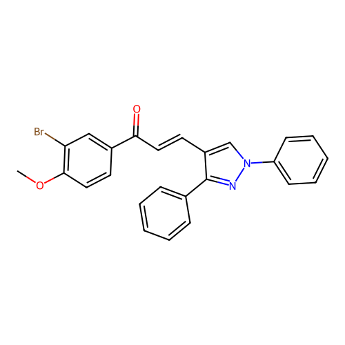 (E)-1-(3-bromo-4-methoxyphenyl)-3-(1,3-diphenyl-1H-pyrazol-4-yl)-2-propen-1-one structure