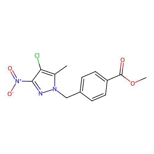Methyl 4-[(4-chloro-5-methyl-3-nitropyrazolyl)methyl]benzoate structure