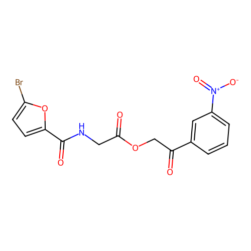 [2-(3-Nitrophenyl)-2-oxoethyl] 2-[(5-bromofuran-2-carbonyl)amino]acetate structure