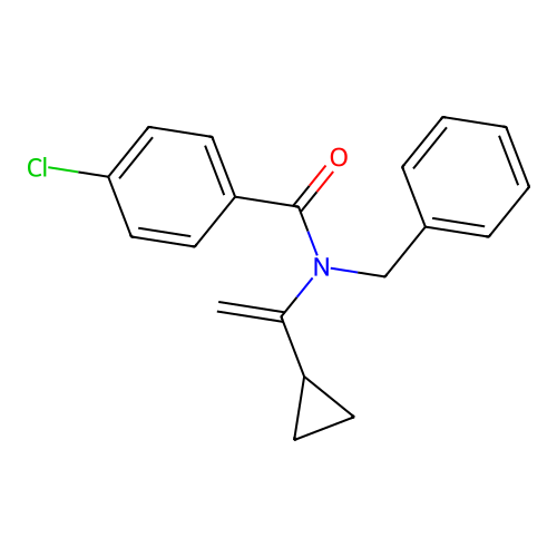 N-benzyl-4-chloro-N-(1-cyclopropylethenyl)benzamide structure