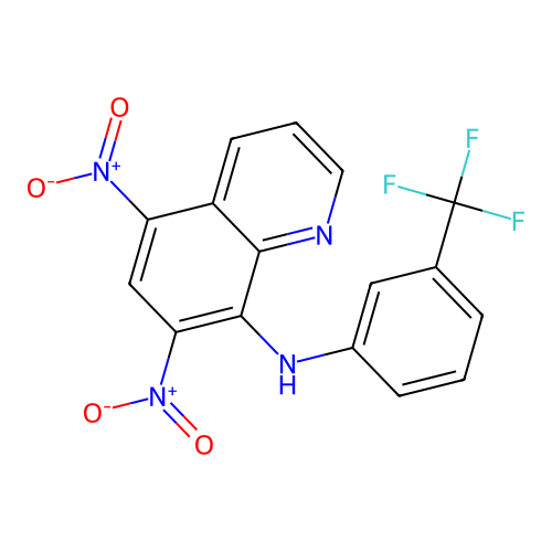 5,7-dinitro-N-[3-(trifluoromethyl)phenyl]quinolin-8-amine structure