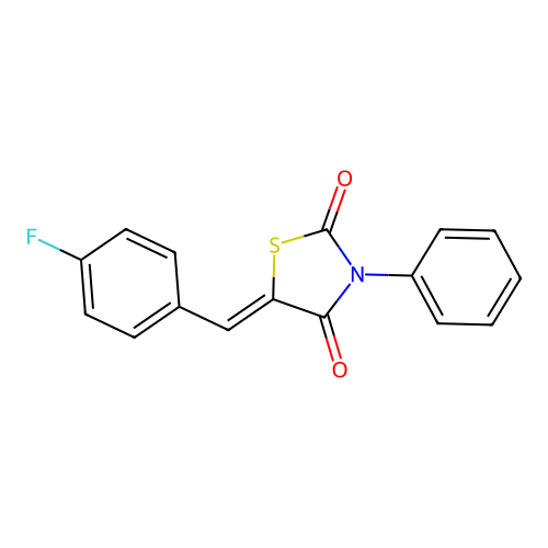 (5Z)-5-(4-fluorobenzylidene)-3-phenyl-1,3-thiazolidine-2,4-dione structure