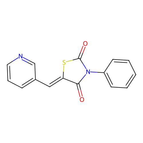 (5Z)-3-phenyl-5-(pyridin-3-ylmethylidene)-1,3-thiazolidine-2,4-dione structure