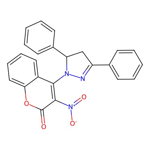 4-(3,5-diphenyl-4,5-dihydro-1H-pyrazol-1-yl)-3-nitro-2H-chromen-2-one structure