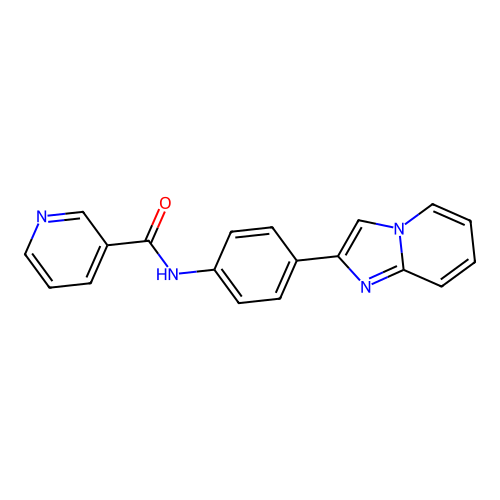 N-[4-(imidazo[1,2-a]pyridin-2-yl)phenyl]pyridine-3-carboxamide structure