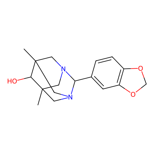 2-(1,3-Benzodioxol-5-yl)-5,7-dimethyl-1,3-diazatricyclo[3.3.1.1~3,7~]decan-6-ol structure