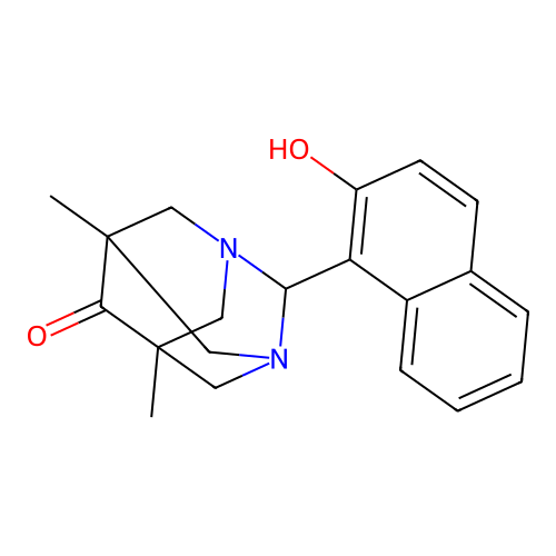 2-(2-Hydroxy-1-naphthyl)-5,7-dimethyl-1,3-diazatricyclo[3.3.1.1~3,7~]decan-6-one structure