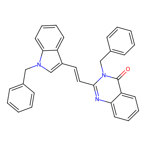 3-benzyl-2-[(E)-2-(1-benzyl-1H-indol-3-yl)ethenyl]quinazolin-4(3H)-one structure