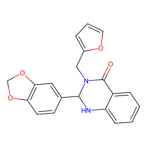 2-(1,3-benzodioxol-5-yl)-3-(furan-2-ylmethyl)-2,3-dihydroquinazolin-4(1H)-one structure