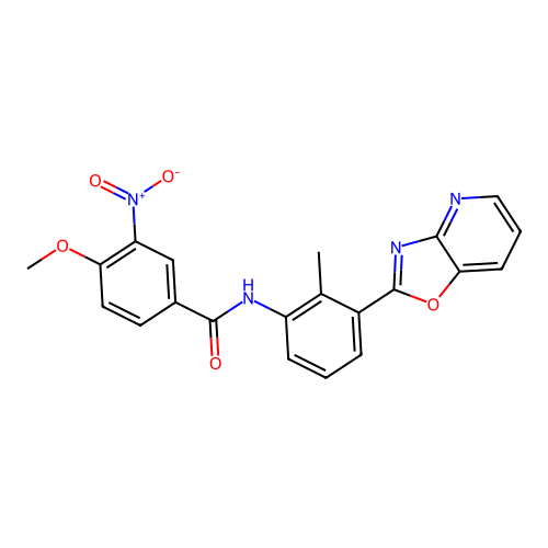 4-methoxy-N-[2-methyl-3-([1,3]oxazolo[4,5-b]pyridin-2-yl)phenyl]-3-nitrobenzamide structure