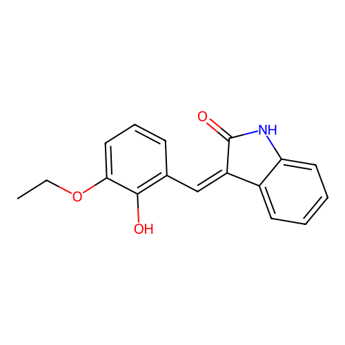 (3Z)-3-[(3-ethoxy-2-hydroxyphenyl)methylidene]-1H-indol-2-one structure