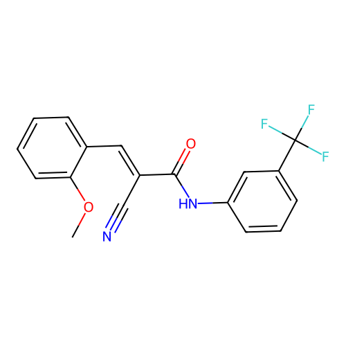 (2E)-2-cyano-3-(2-methoxyphenyl)-N-[3-(trifluoromethyl)phenyl]acrylamide structure