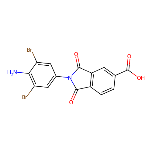 2-(4-amino-3,5-dibromophenyl)-1,3-dioxoisoindole-5-carboxylic acid structure