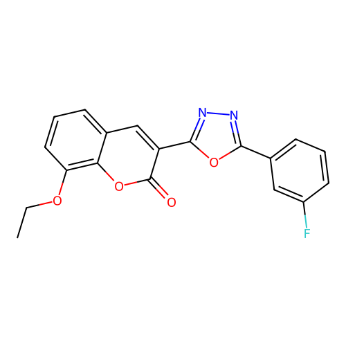 8-ethoxy-3-[5-(3-fluorophenyl)-1,3,4-oxadiazol-2-yl]-2H-chromen-2-one structure