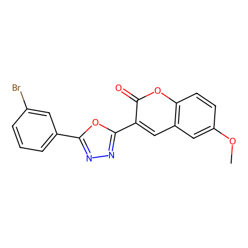 3-[5-(3-bromophenyl)-1,3,4-oxadiazol-2-yl]-6-methoxy-2H-chromen-2-one structure