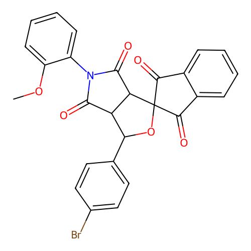 1-(4-bromophenyl)-5-(2-methoxyphenyl)spiro[3a,6a-dihydro-1H-furo[3,4-c]pyrrole-3,2'-indene]-1',3',4,6-tetrone structure