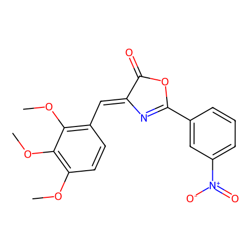 (Z)-2-(3-nitrophenyl)-4-(2,3,4-trimethoxybenzylidene)oxazol-5(4H)-one structure