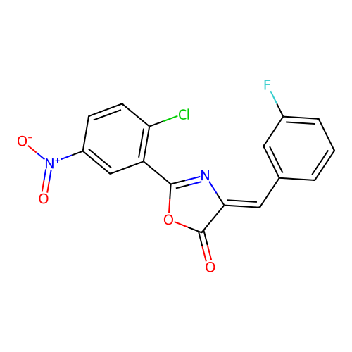 (4Z)-2-(2-chloro-5-nitrophenyl)-4-(3-fluorobenzylidene)-1,3-oxazol-5(4H)-one structure