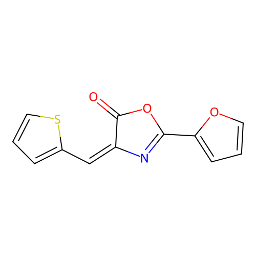 2-(Furan-2-yl)-4-(thiophen-2-ylmethylidene)-1,3-oxazol-5-one structure