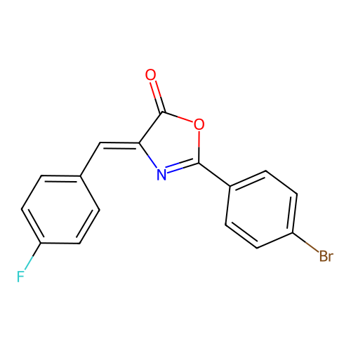 (4Z)-2-(4-bromophenyl)-4-(4-fluorobenzylidene)-1,3-oxazol-5(4H)-one structure