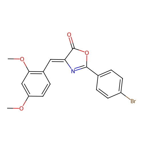 (4Z)-2-(4-bromophenyl)-4-(2,4-dimethoxybenzylidene)-1,3-oxazol-5(4H)-one structure
