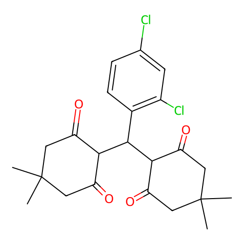 2,2'-[(2,4-Dichlorophenyl)methanediyl]bis(5,5-dimethylcyclohexane-1,3-dione) structure