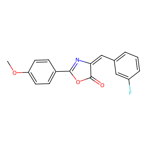 (E)-4-(3-fluorobenzylidene)-2-(4-methoxyphenyl)oxazol-5(4H)-one structure