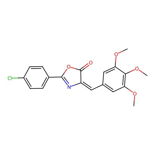 (E)-2-(4-chlorophenyl)-4-(3,4,5-trimethoxybenzylidene)oxazol-5(4H)-one structure
