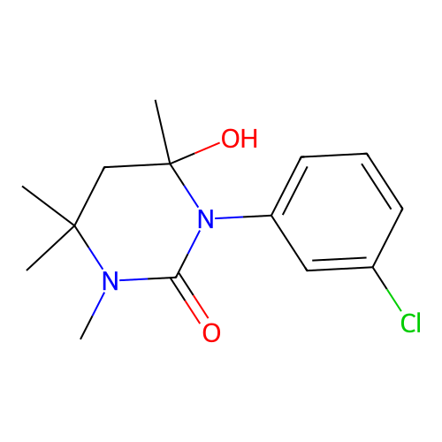 1-(3-chlorophenyl)-6-hydroxy-3,4,4,6-tetramethyltetrahydropyrimidin-2(1H)-one structure