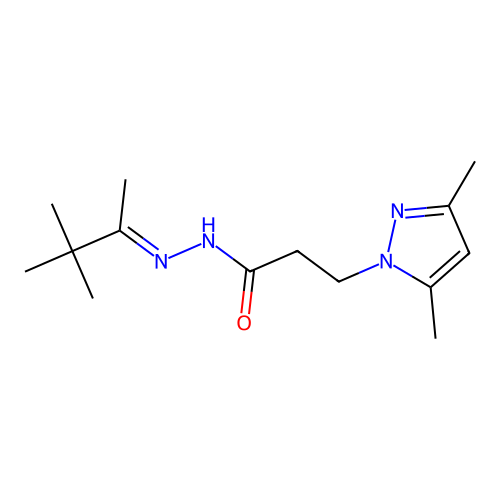 (E)-3-(3,5-dimethyl-1H-pyrazol-1-yl)-N'-(3,3-dimethylbutan-2-ylidene)propanehydrazide structure