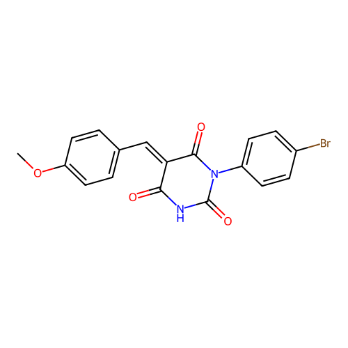 (5E)-1-(4-bromophenyl)-5-[(4-methoxyphenyl)methylidene]-1,3-diazinane-2,4,6-trione structure